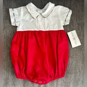 Lulu BeBe Christmas Red Plaid Trim Baby Boy Bubble 🎄❤️